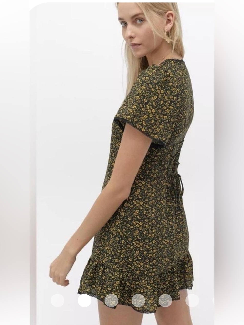Urban Outfitters Black Mini Dress with Yellow Floral Print